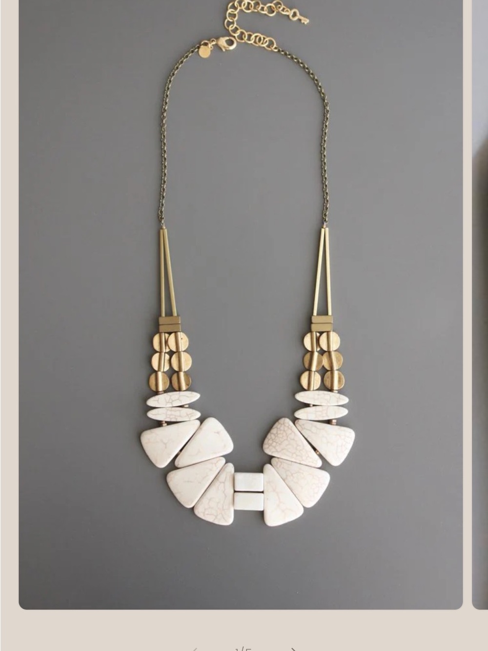 Gold-Tone and White Geometric Statement Necklace